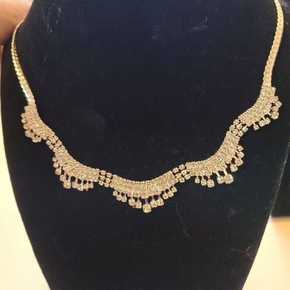 Wedding Necklace and Earrings with Rhinestones Costume Jewelry - Picture 7 of 11